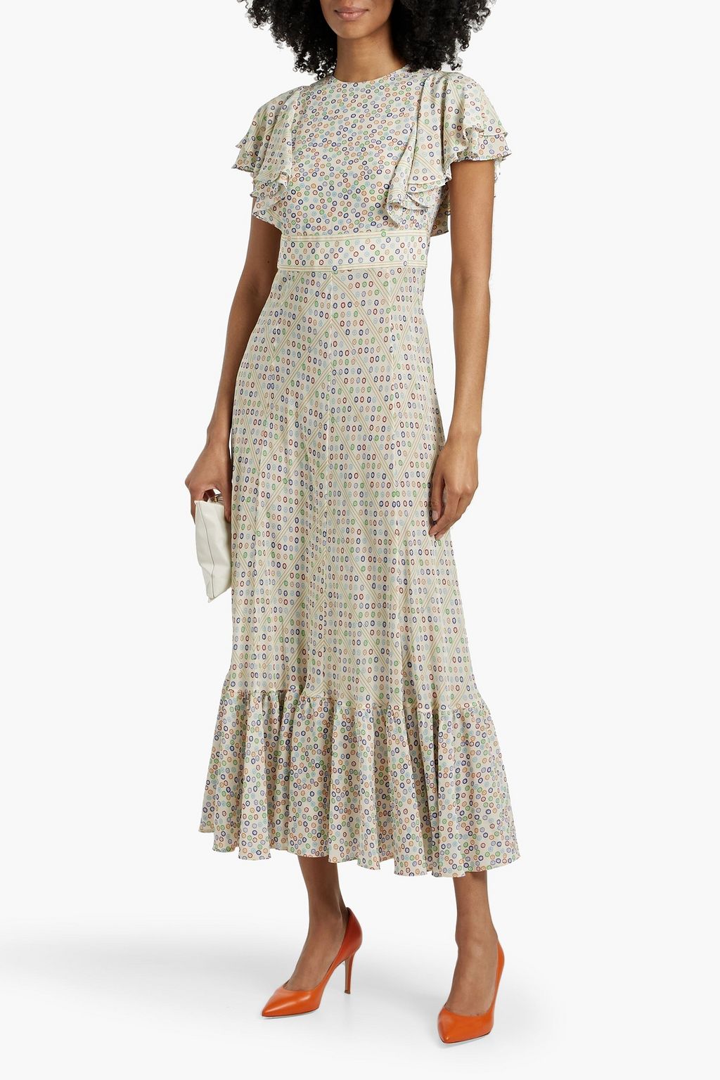 VALENTINO GARAVANI Ruffled printed silk crepe de chine midi dress
