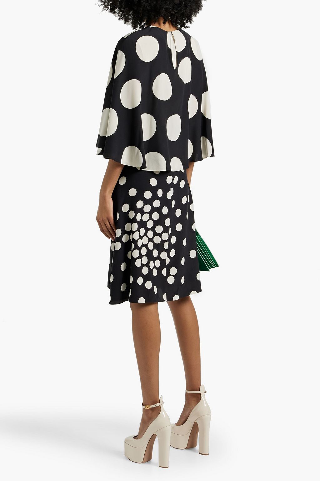 VALENTINO GARAVANI Layered polka-dot silk crepe de chine dress