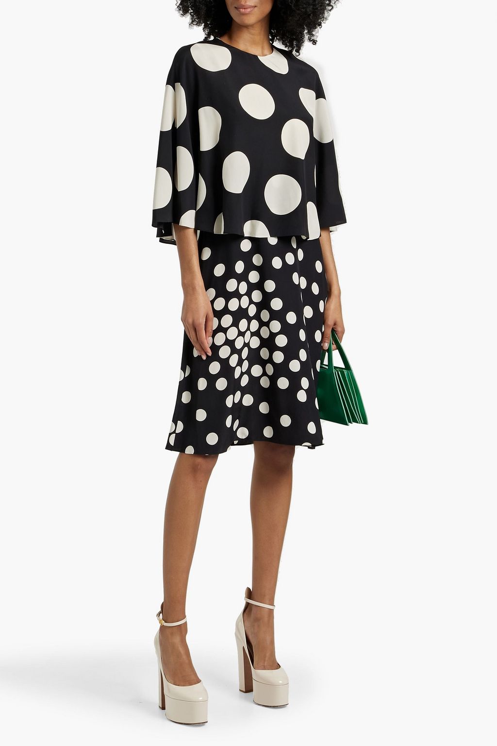 VALENTINO GARAVANI Layered polka-dot silk crepe de chine dress