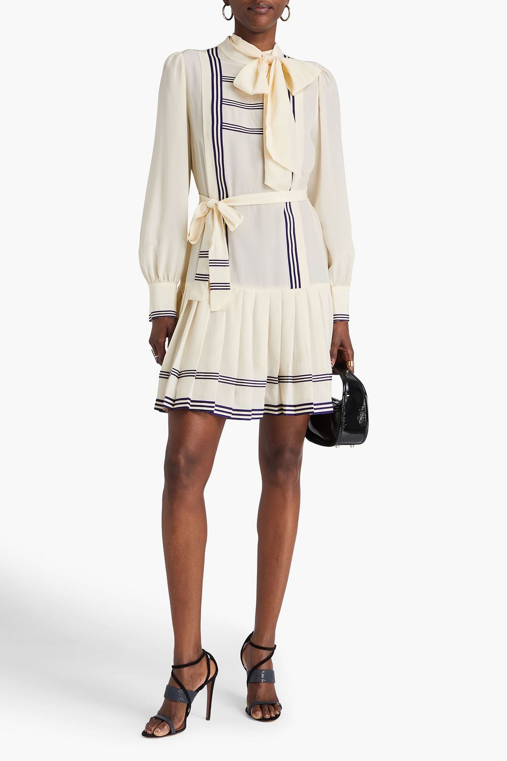 ZIMMERMANN シルククレープデシン ミニワンピース ストライプ グログラントリム