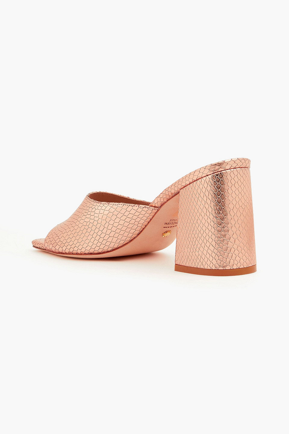  Stuart Weitzman - Tia 85 Mules Aus Leder Mit Schlangeneffekt In Metallic-optik - Metallic - Us 8 