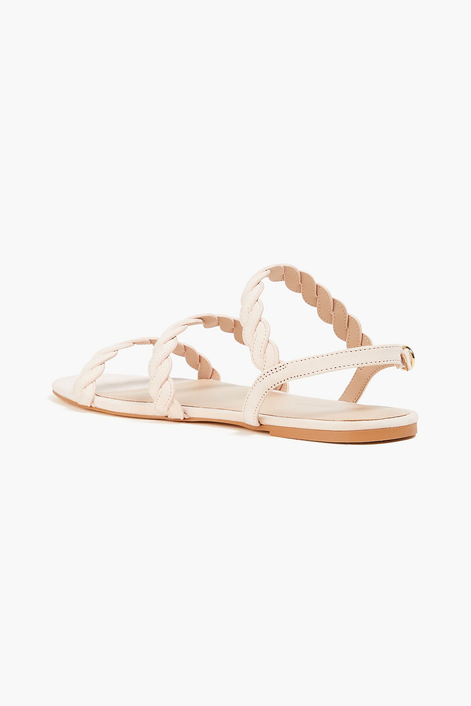 Stuart Weitzman Slingback-sandalen Aus Veloursleder Mit Flechtdetails In Pastellrosa