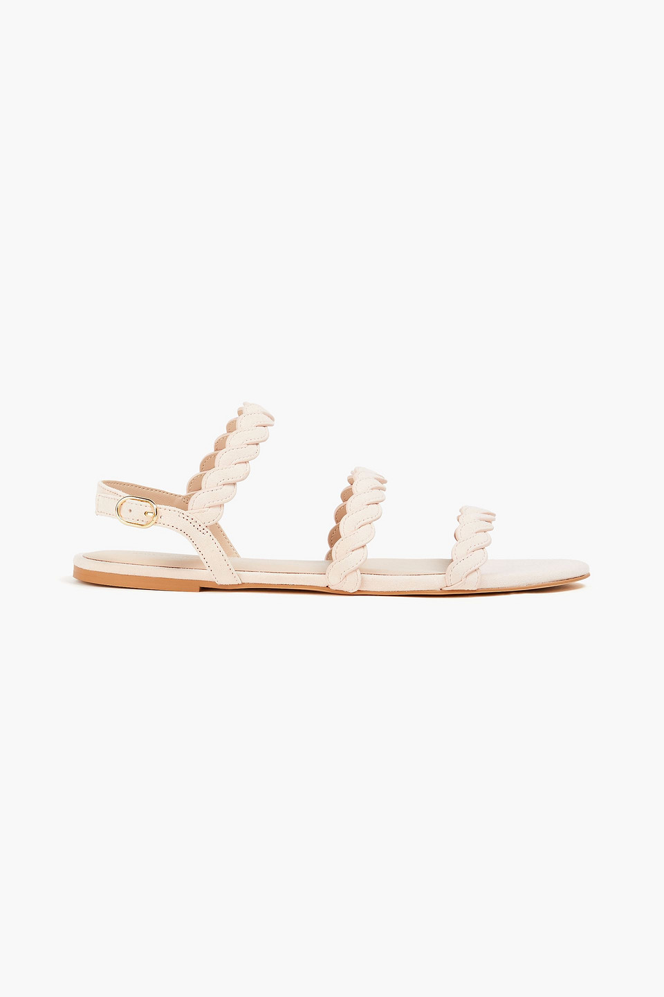 Stuart Weitzman Slingback-sandalen Aus Veloursleder Mit Flechtdetails In Pastellrosa