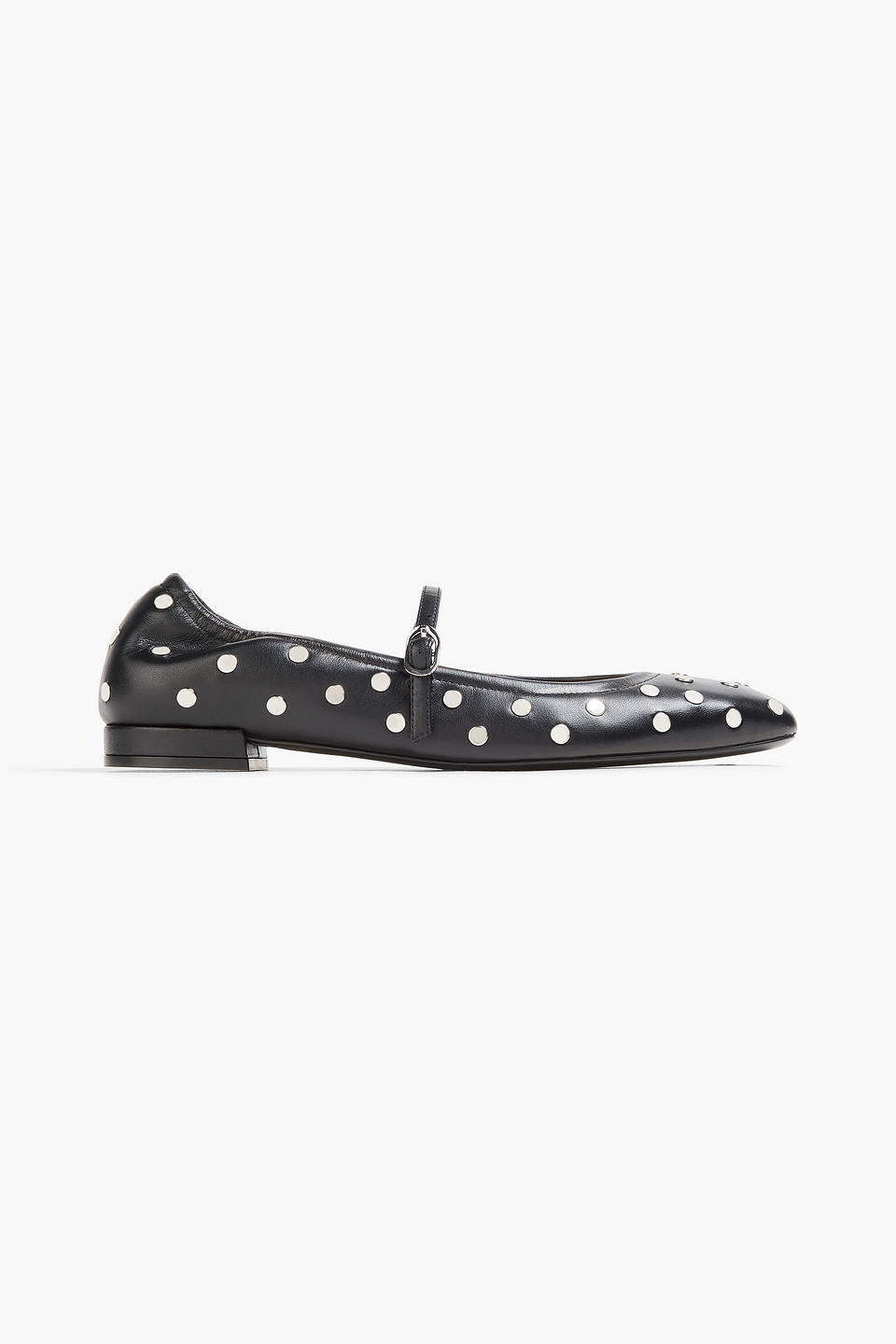 Stuart Weitzman Mary-jane-ballerinas Aus Leder Mit Nieten In Schwarz