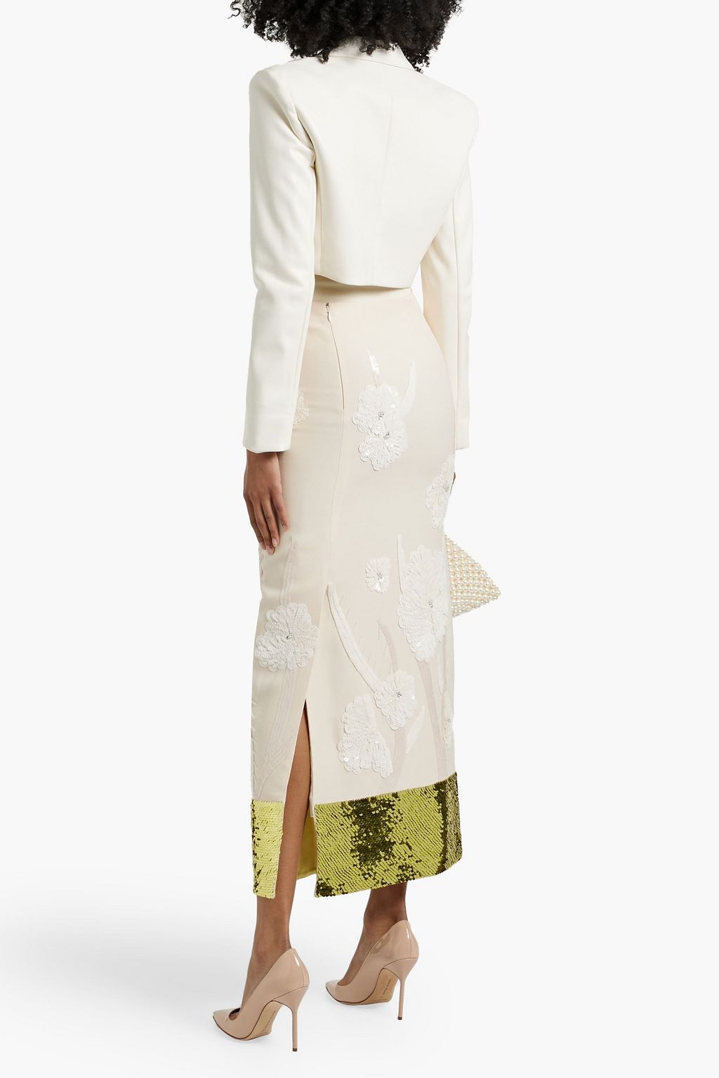 VALENTINO GARAVANI Embellished wool and silk-blend crepe maxi skirt