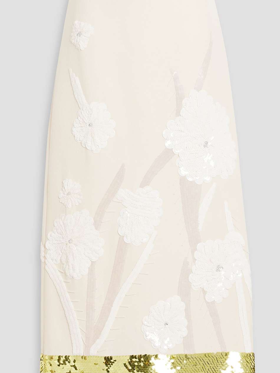 embellished wool and silk-blend crepe maxi skirt