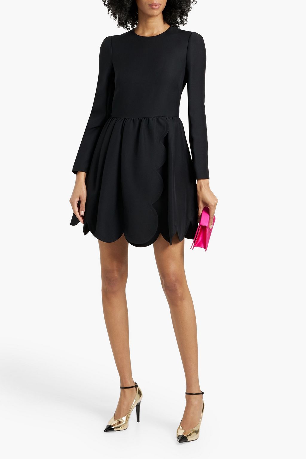 VALENTINO GARAVANI Wrap-effect silk and wool blend crepe mini dress