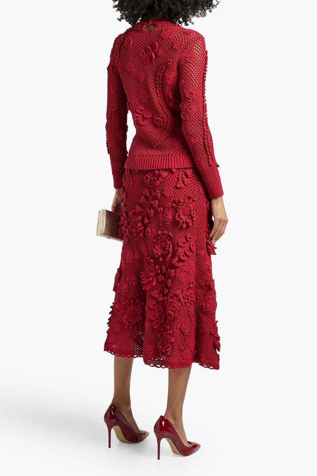 VALENTINO GARAVANI Crocheted cotton midi skirt