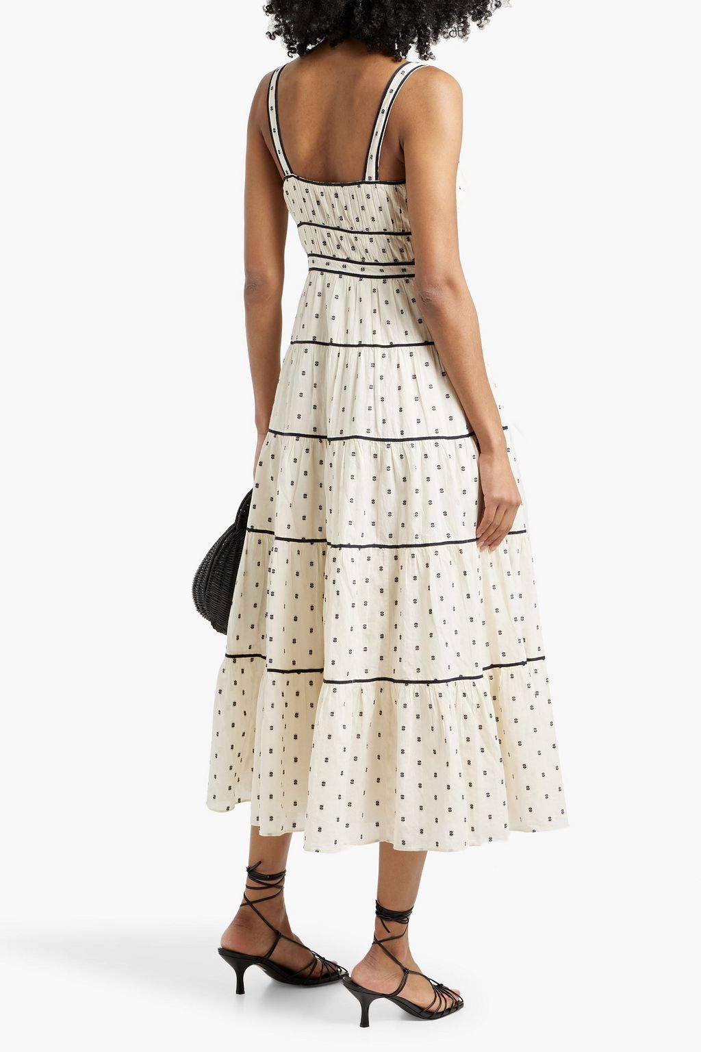 ULLA JOHNSON Clemente tiered embroidered cotton midi dress