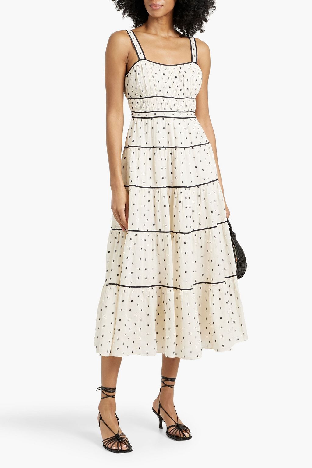 ULLA JOHNSON Clemente tiered embroidered cotton midi dress