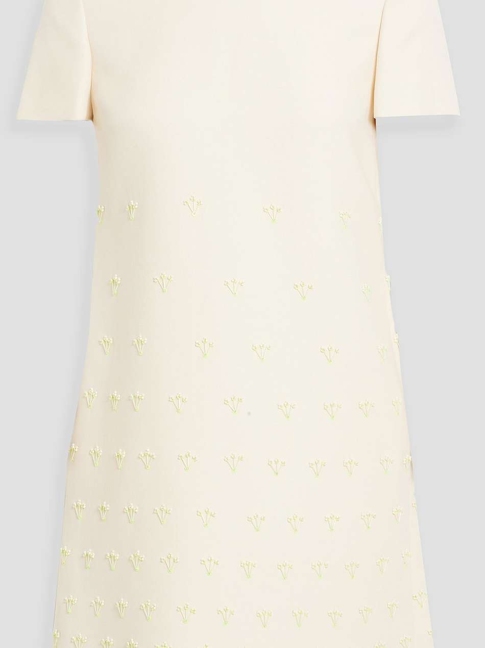embellished wool and silk-blend crepe mini dress
