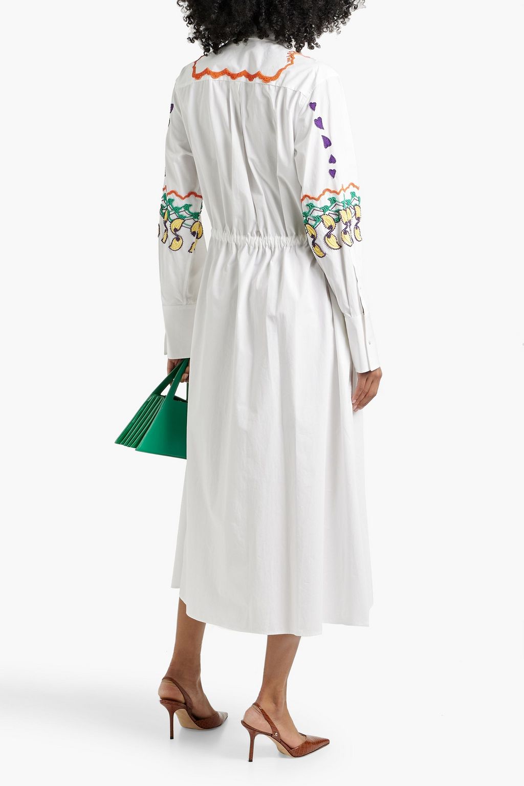 VALENTINO GARAVANI Embellished cotton-poplin midi shirt dress