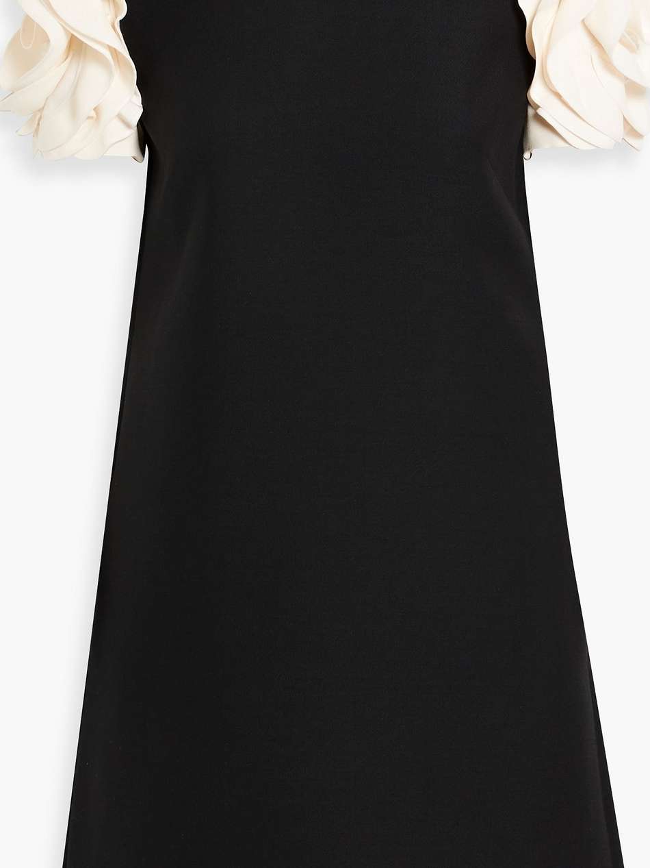 floral-appliquéd wool and silk-blend crepe mini dress