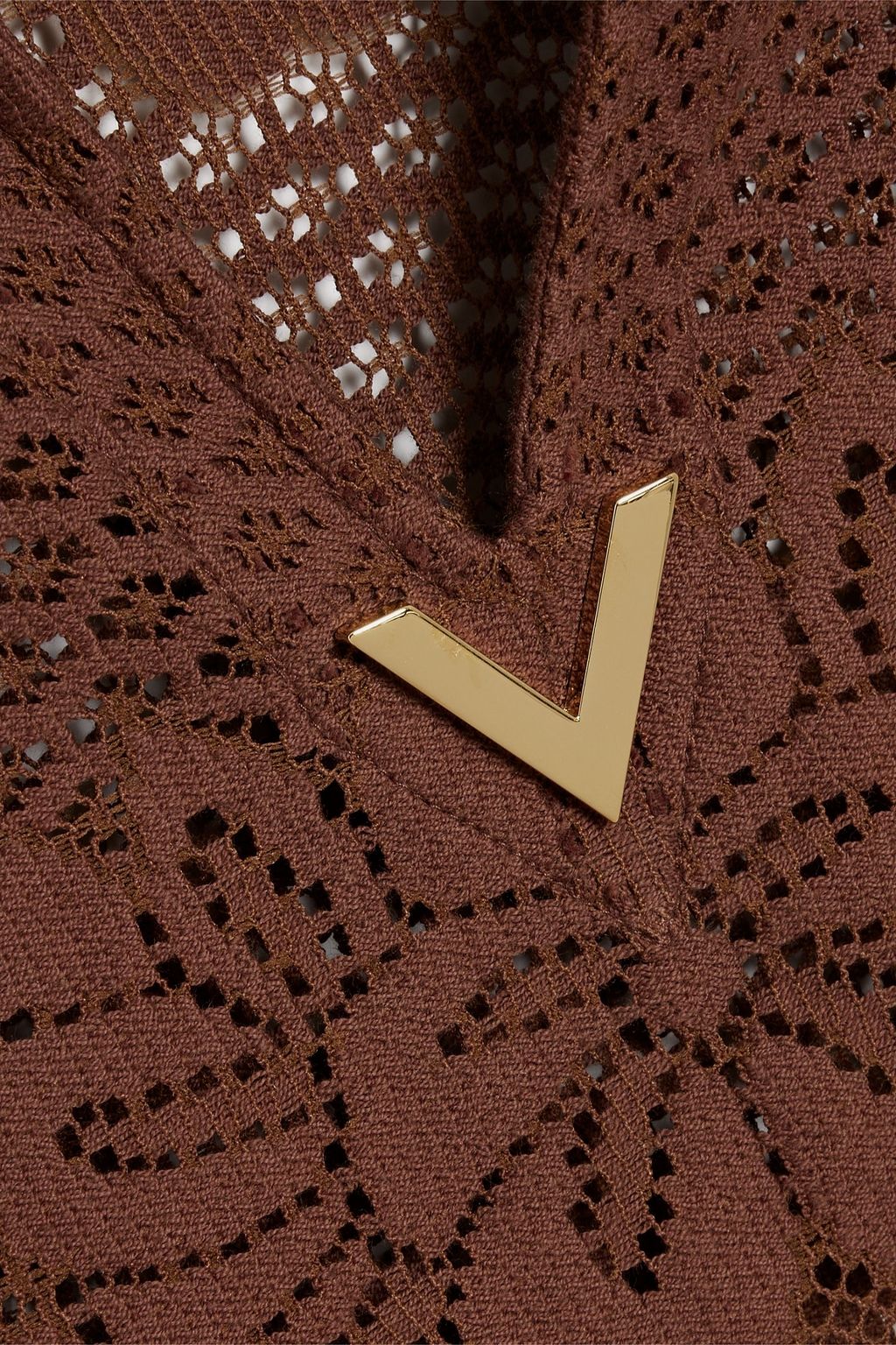 VALENTINO GARAVANI Embellished pointelle-knit cotton-blend top