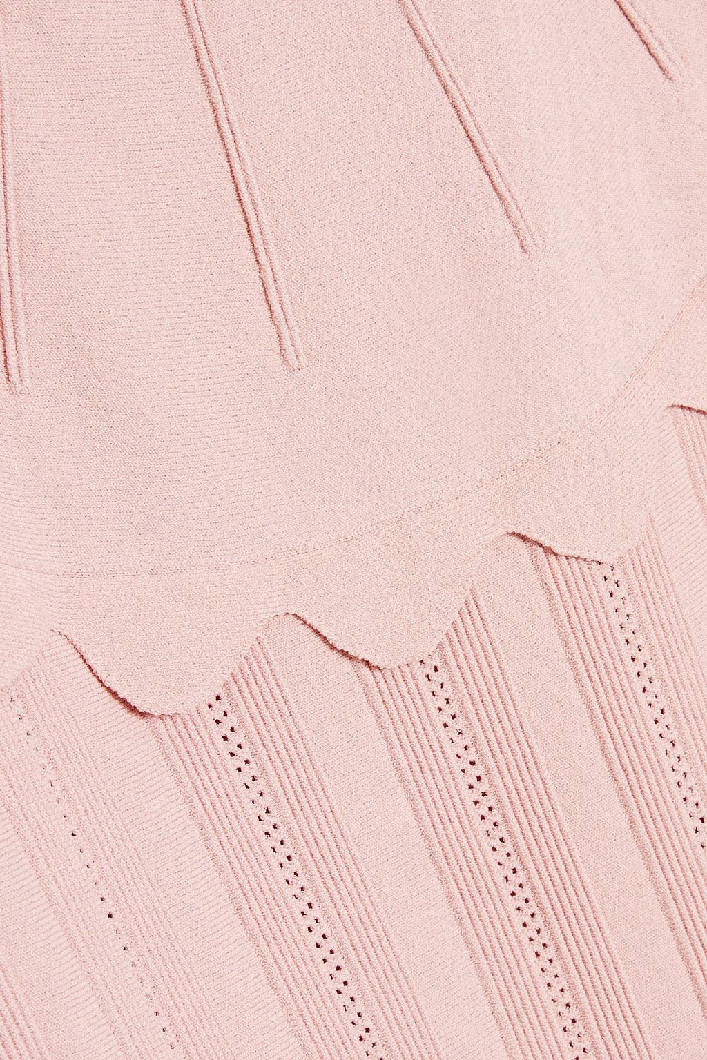 VALENTINO GARAVANI Scalloped pointelle-knit mini dress