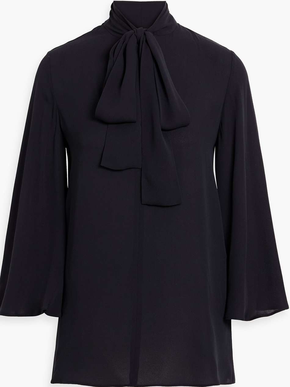 pussy-bow silk crepe de chine top