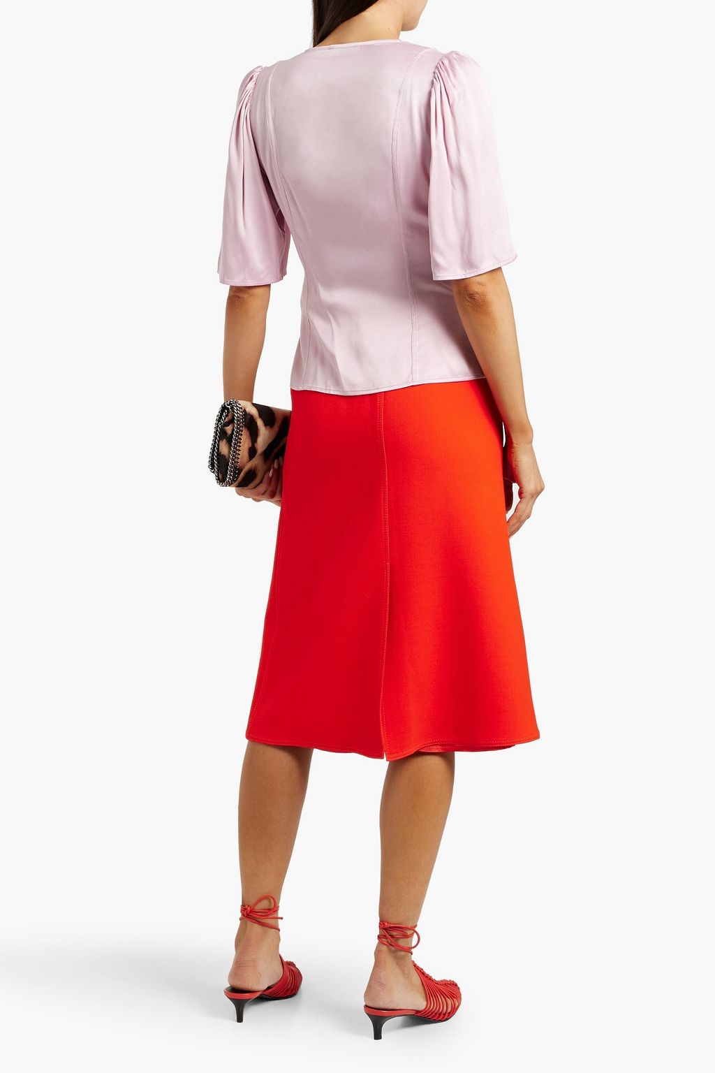 GANNI Cupro-blend wrap top