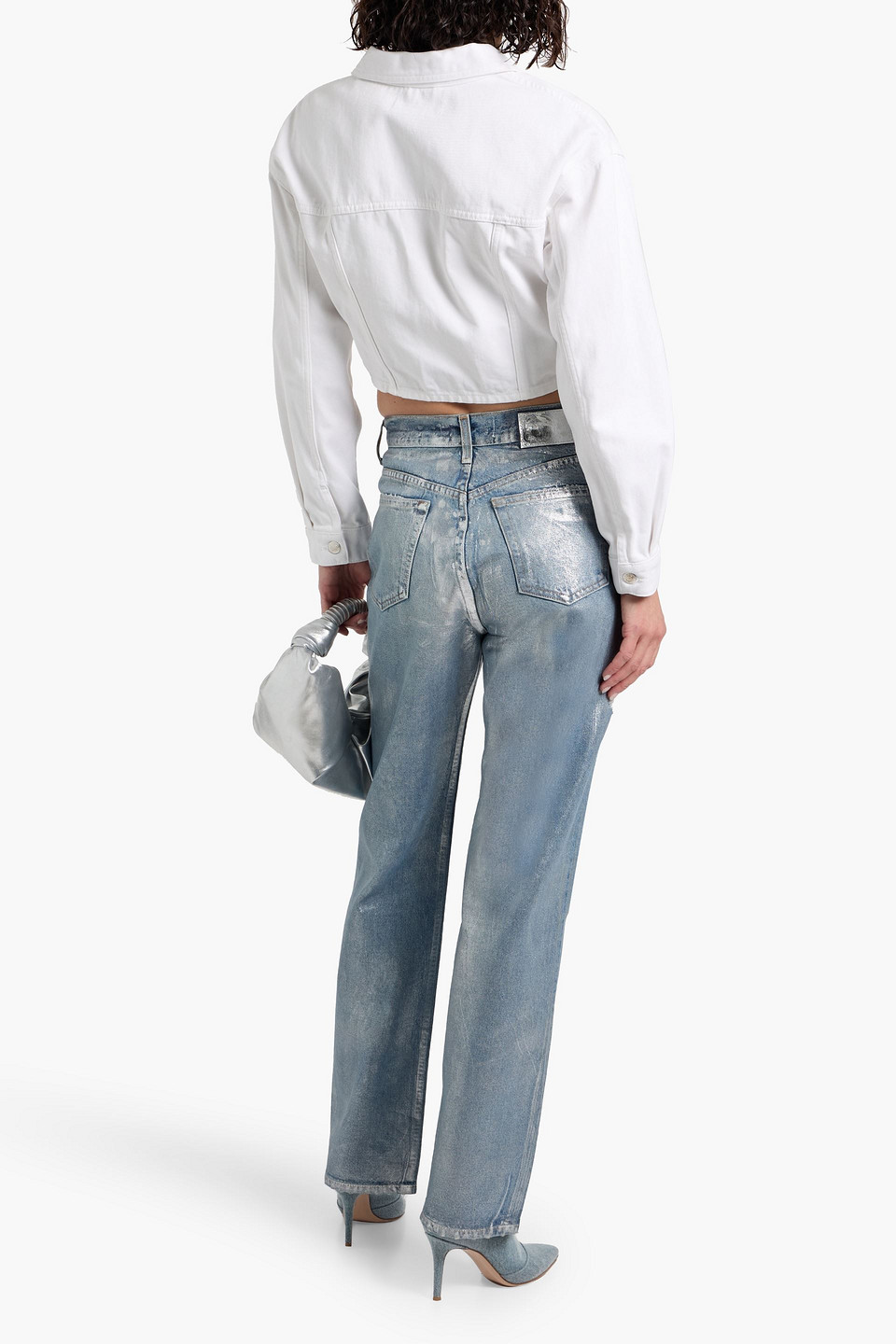 Iro Mylene Cropped Denim Jacket In White