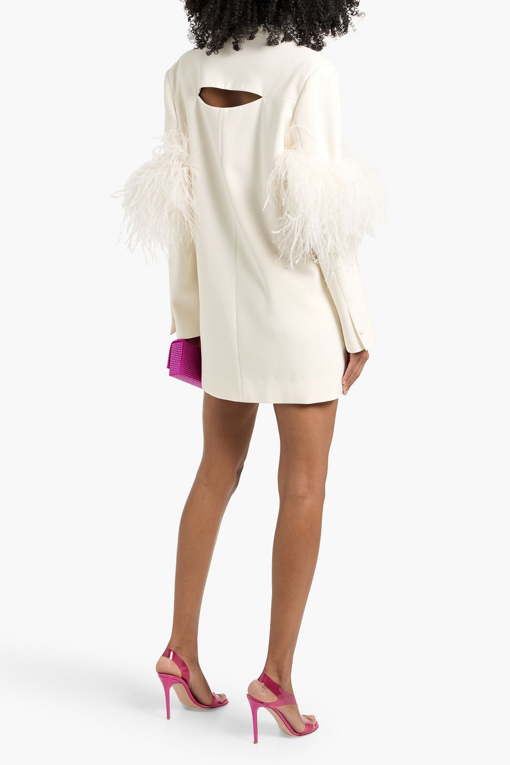 RACHEL GILBERT Dani cutout feather-embellished crepe blazer