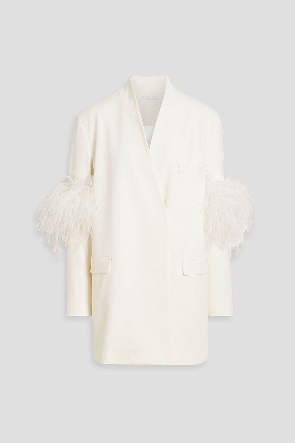 Dani cutout feather-embellished crepe blazer