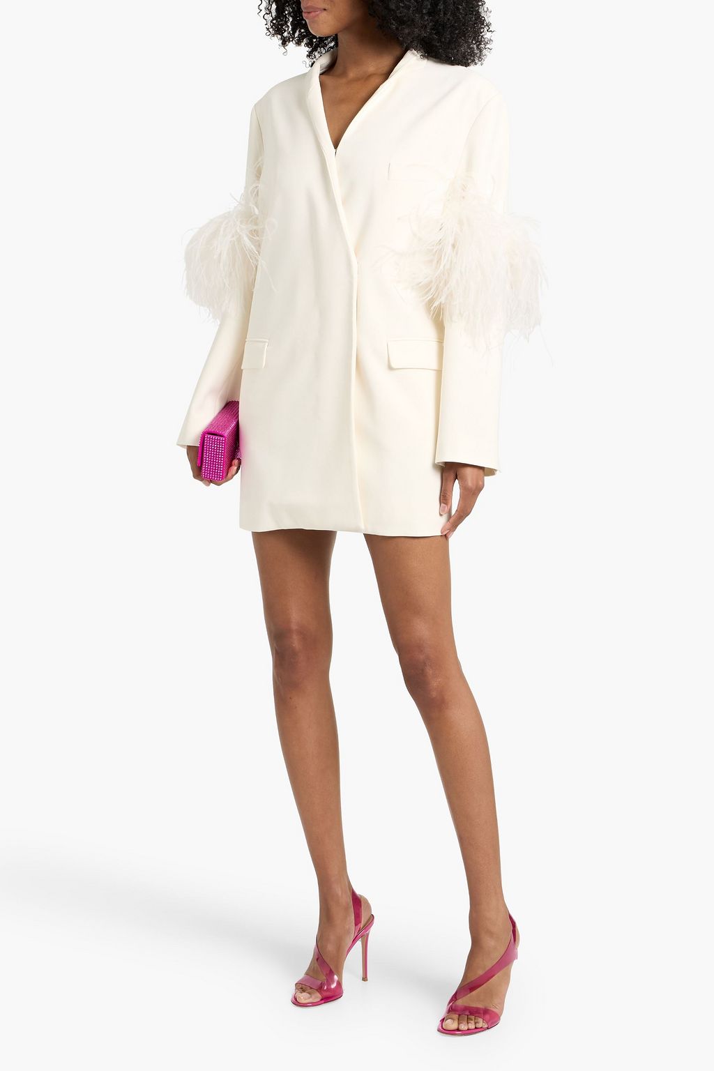 RACHEL GILBERT Dani cutout feather-embellished crepe blazer