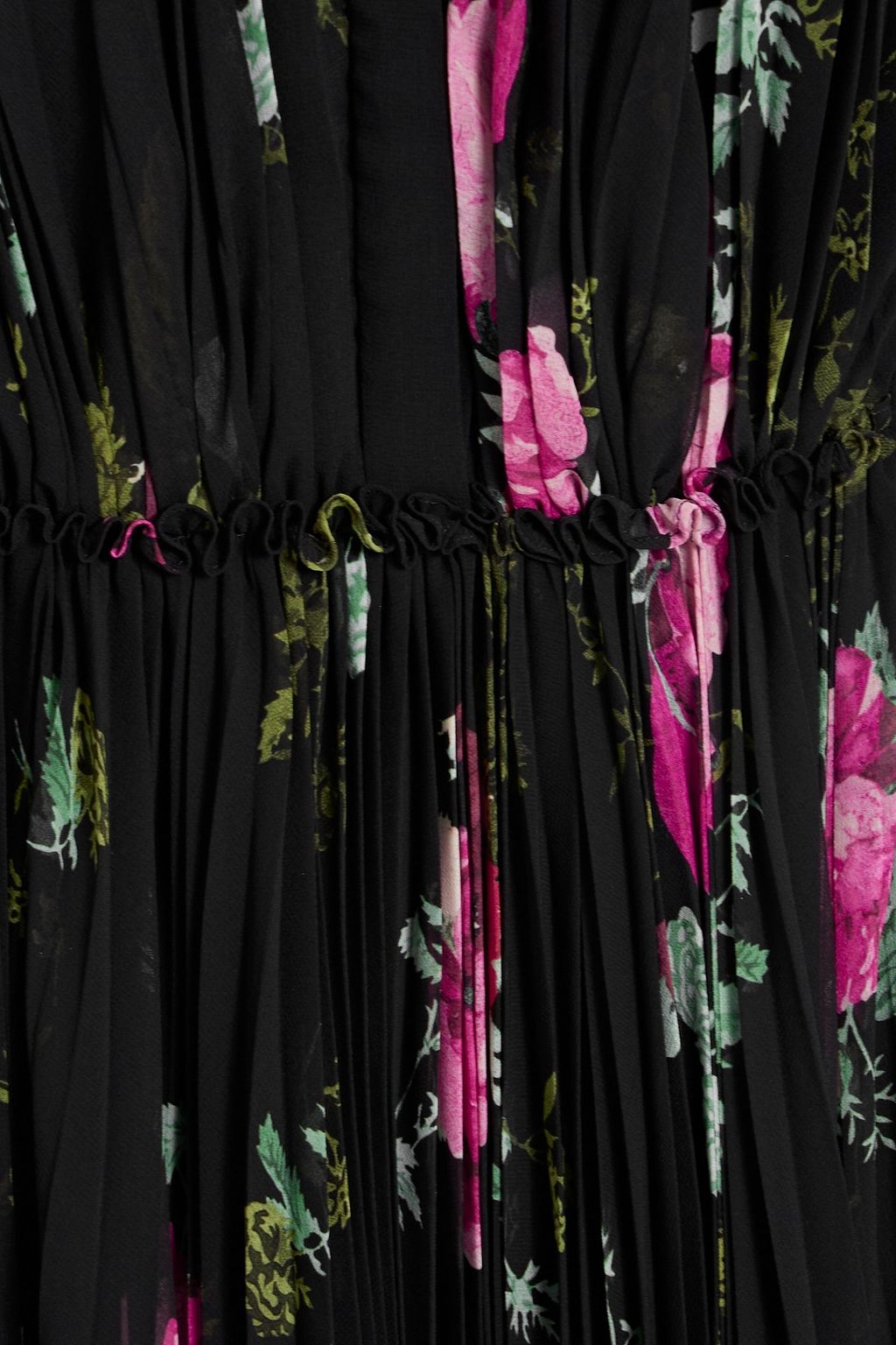 ERDEM Pleated floral-print crepe midi shirt dress
