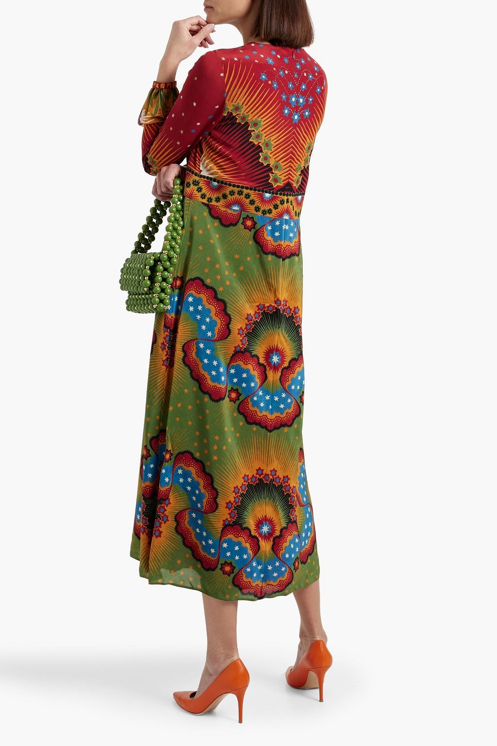 VALENTINO GARAVANI Printed silk crepe de chine midi dress
