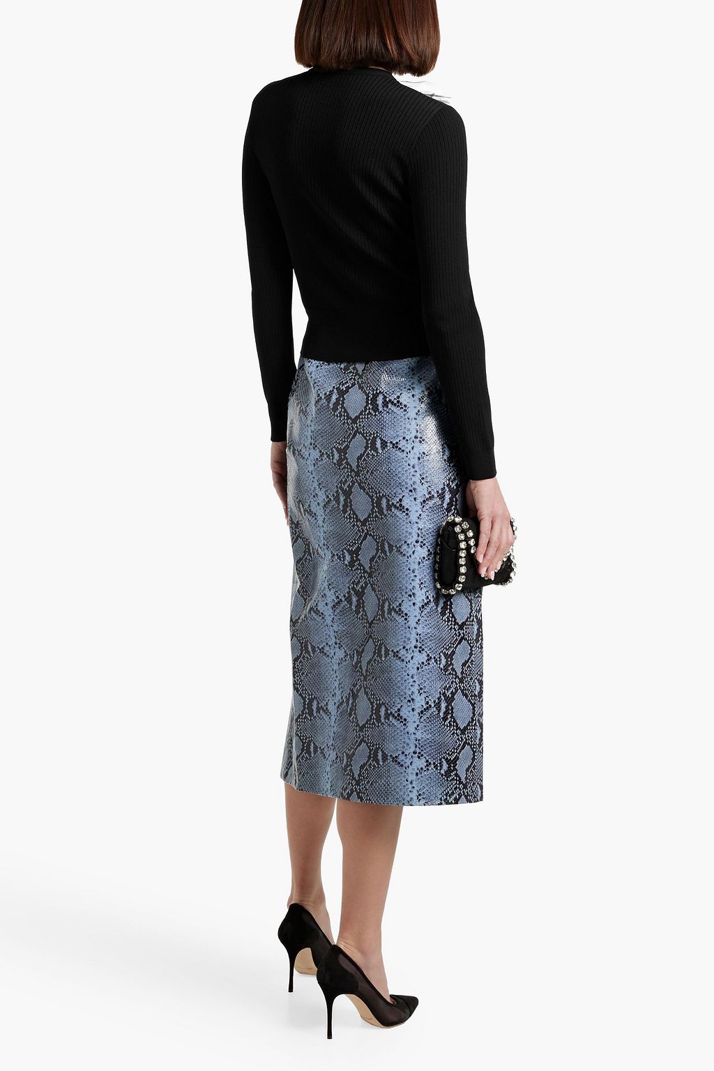 VALENTINO GARAVANI Tulle-trimmed ribbed-knit top