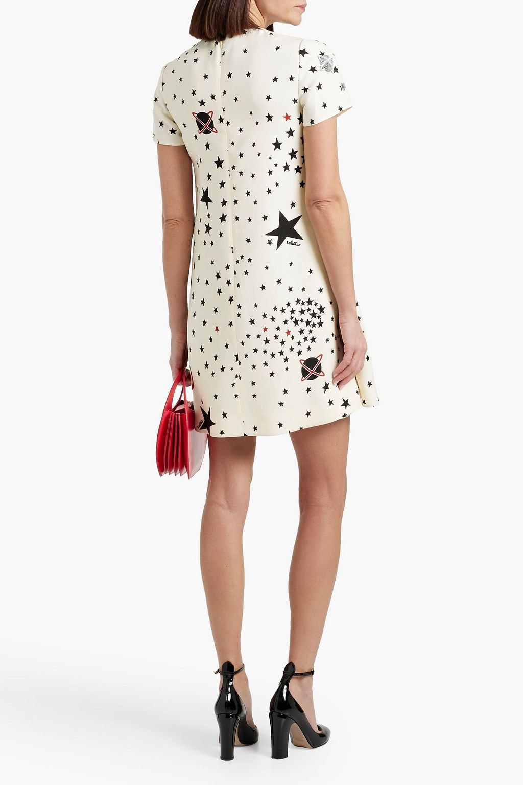 VALENTINO GARAVANI Printed wool and silk-blend crepe mini dress