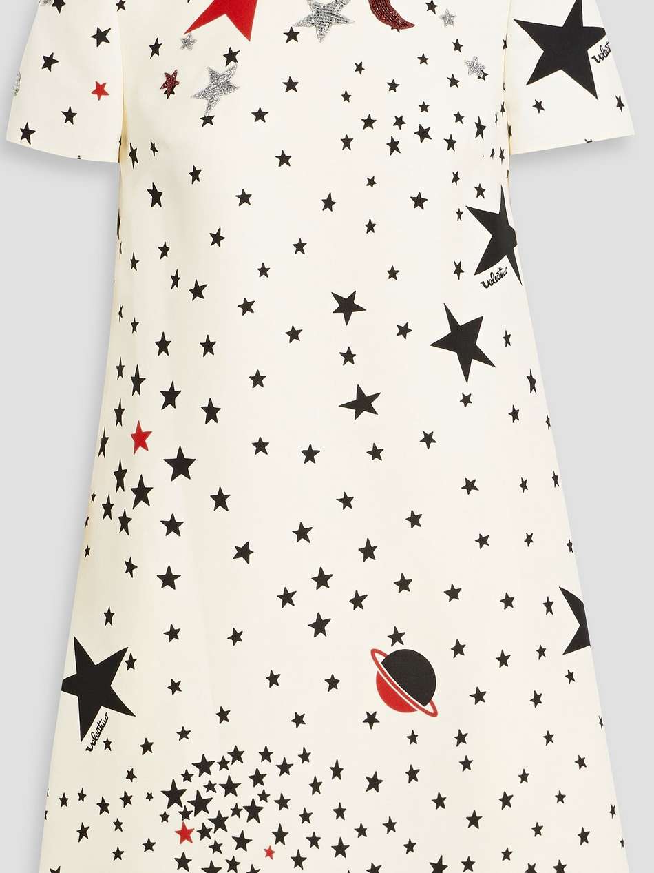 printed wool and silk-blend crepe mini dress