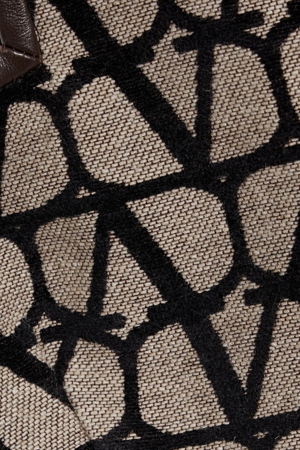 VALENTINO GARAVANI Leather-trimmed jacquard bra top