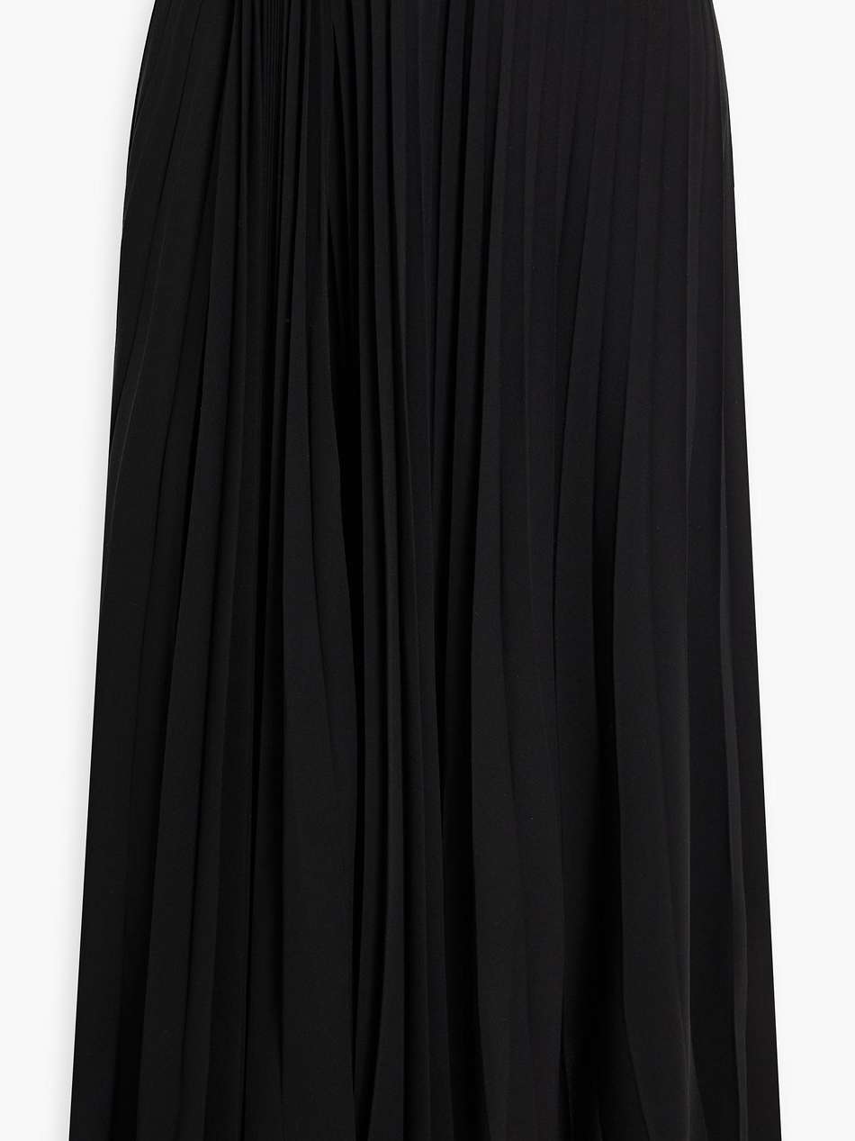 pleated silk crepe de chine midi skirt