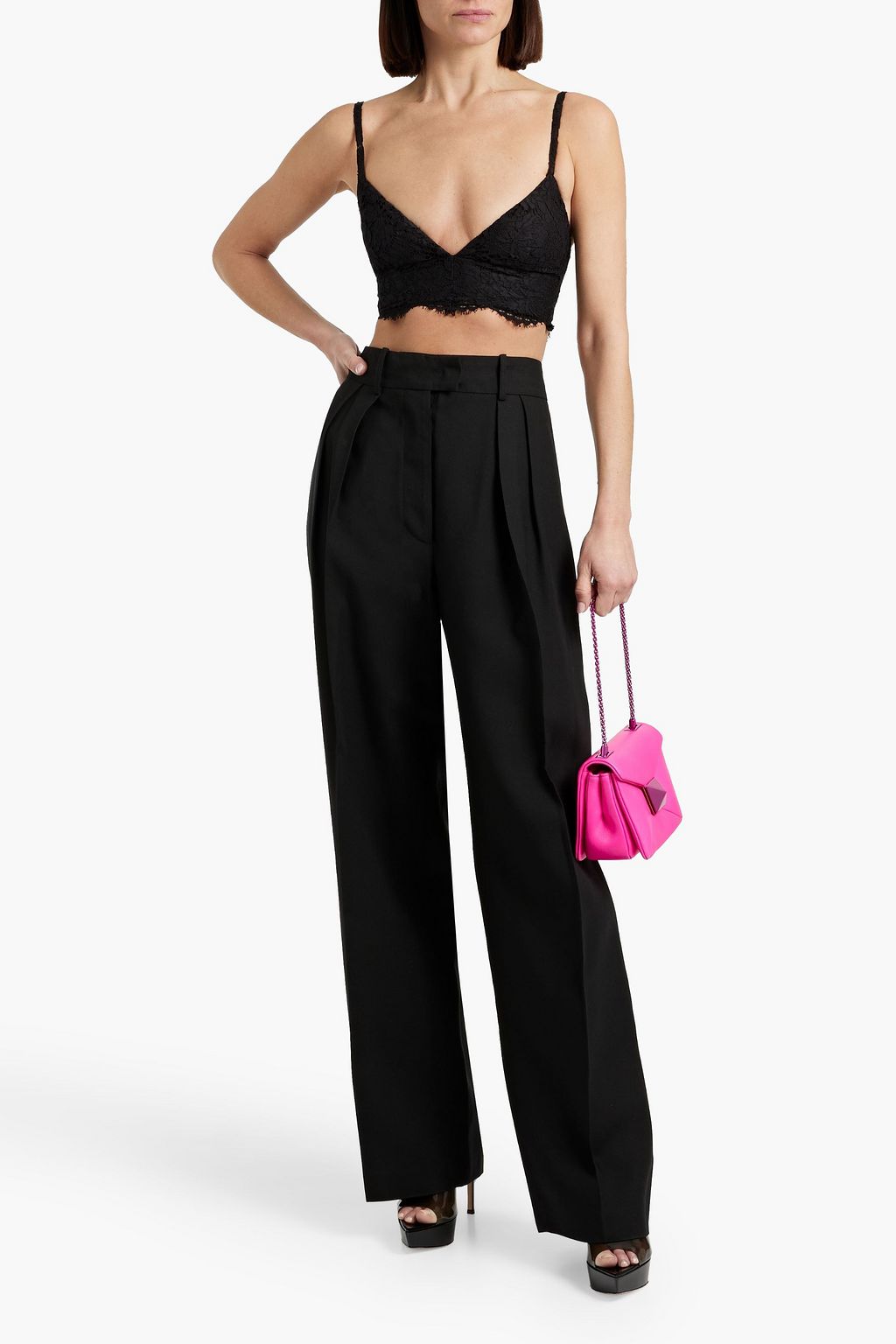 VALENTINO GARAVANI Cotton-blend corded lace bra top