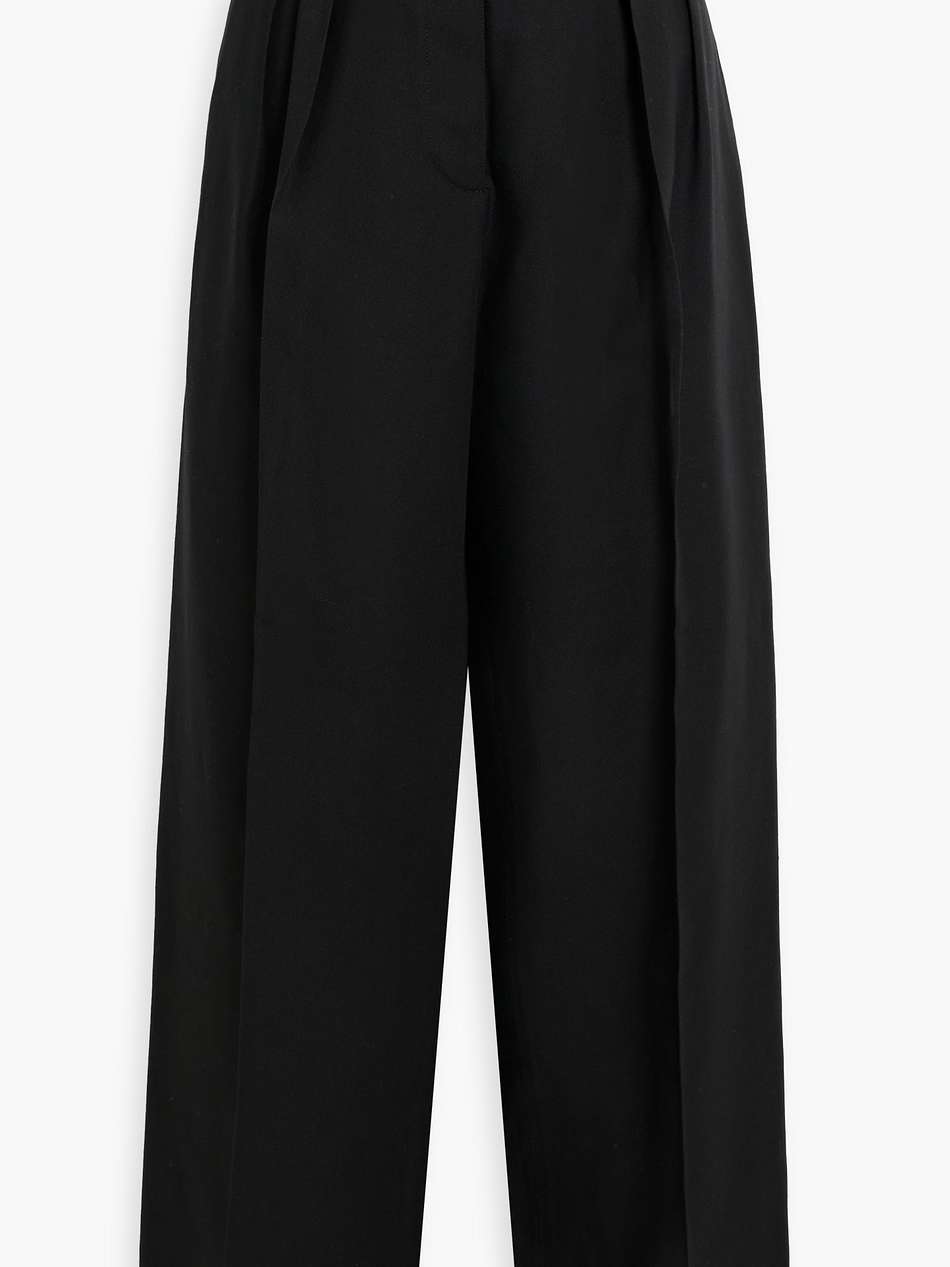 twill wide-leg pants