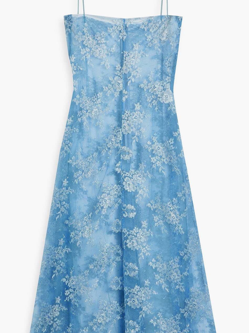 metallic corded lace midi dress