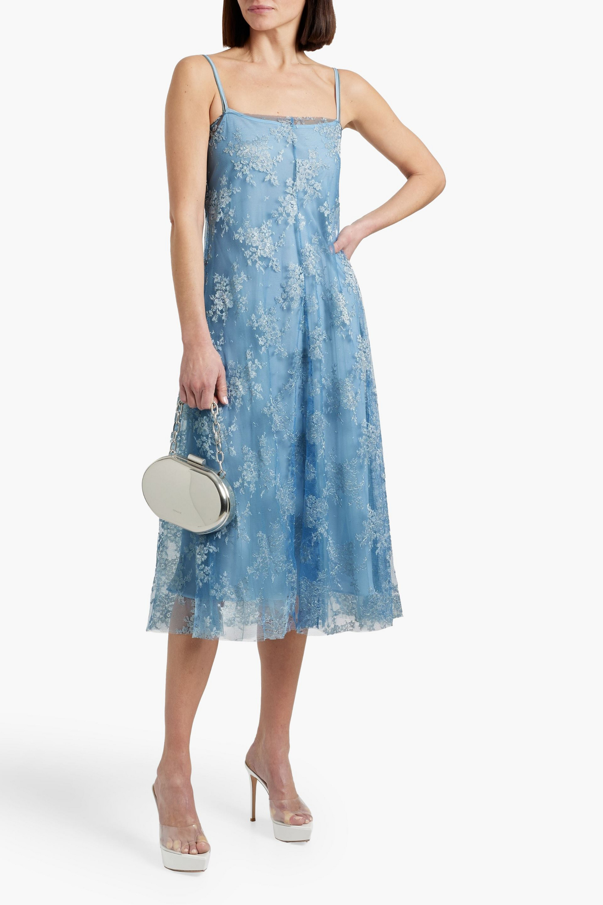 Valentino Garavani Metallic corded lace midi dress