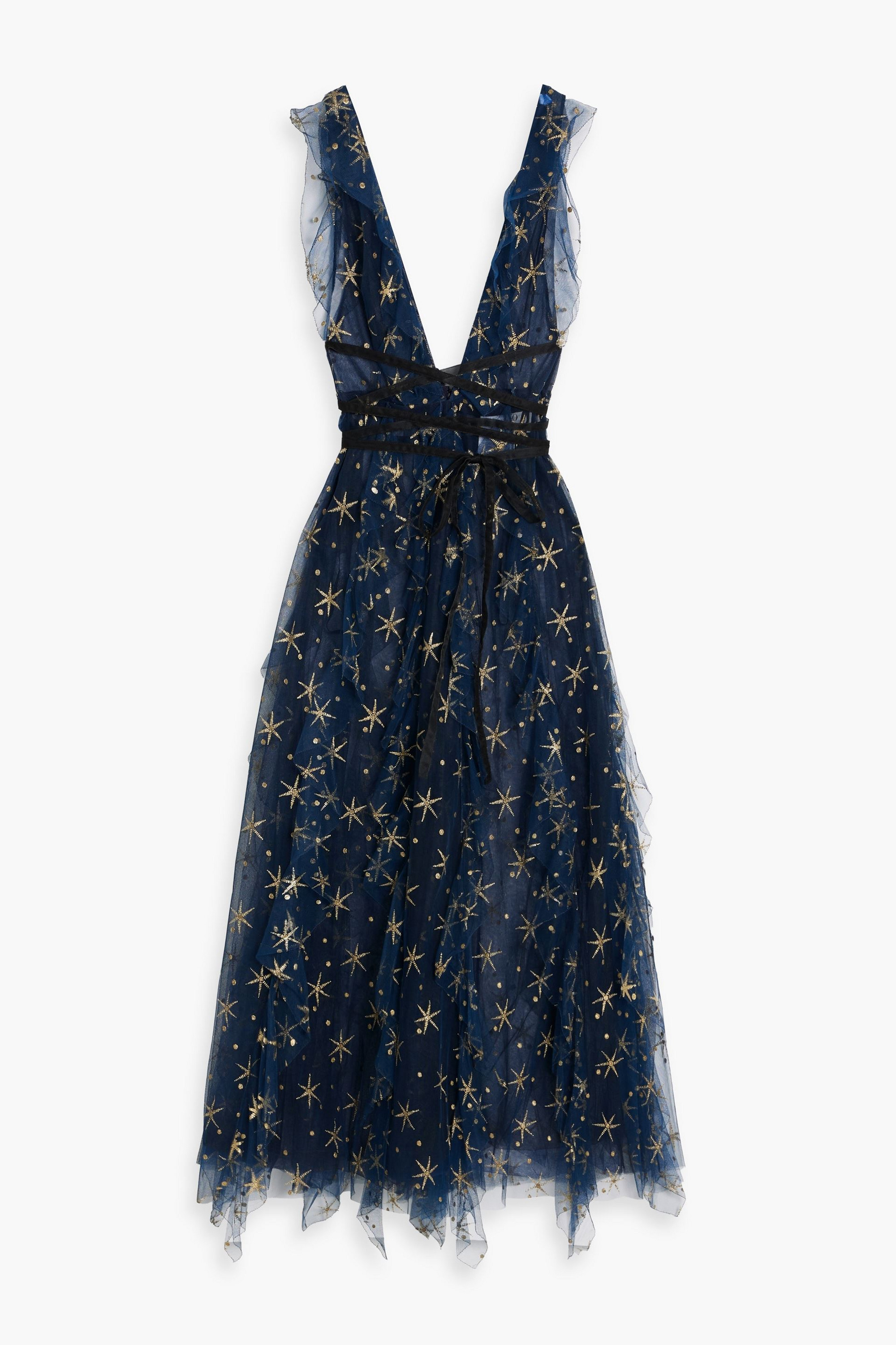 valentino embroidered tulle dress Valentino Embroidered Tulle Gown with Floral Motif