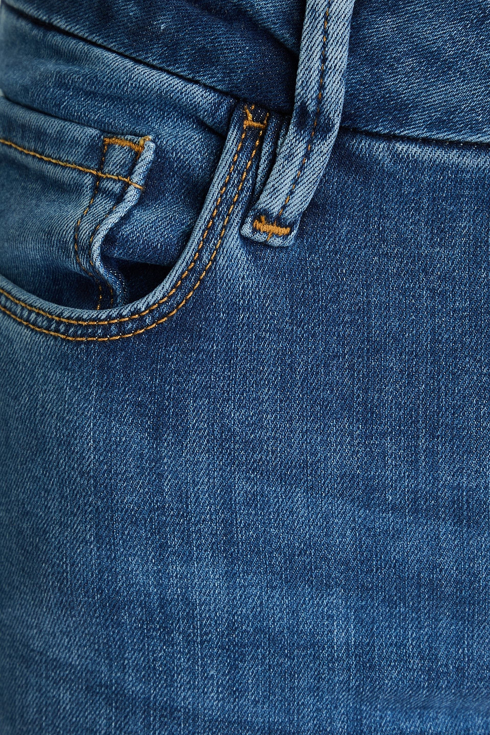 Frame Le Mini Boot Halbhohe Bootcut-jeans In Ausgewaschener Optik In Mittelblauer Denim
