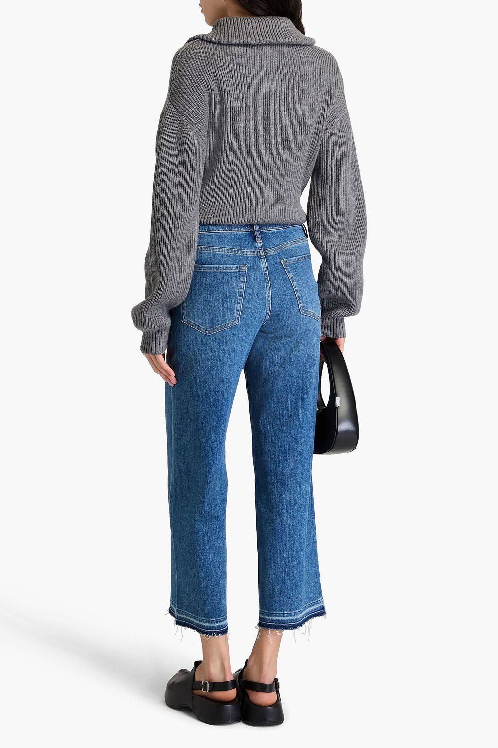FRAME بنطال Le Pixie Slim Palazzo قصير بأرجل واسعة وبخصر عالٍ