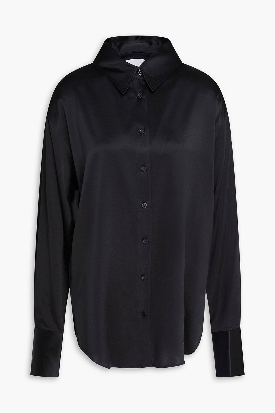 Frame The Standard Hemd Aus Stretch-seiden-satin In Schwarz