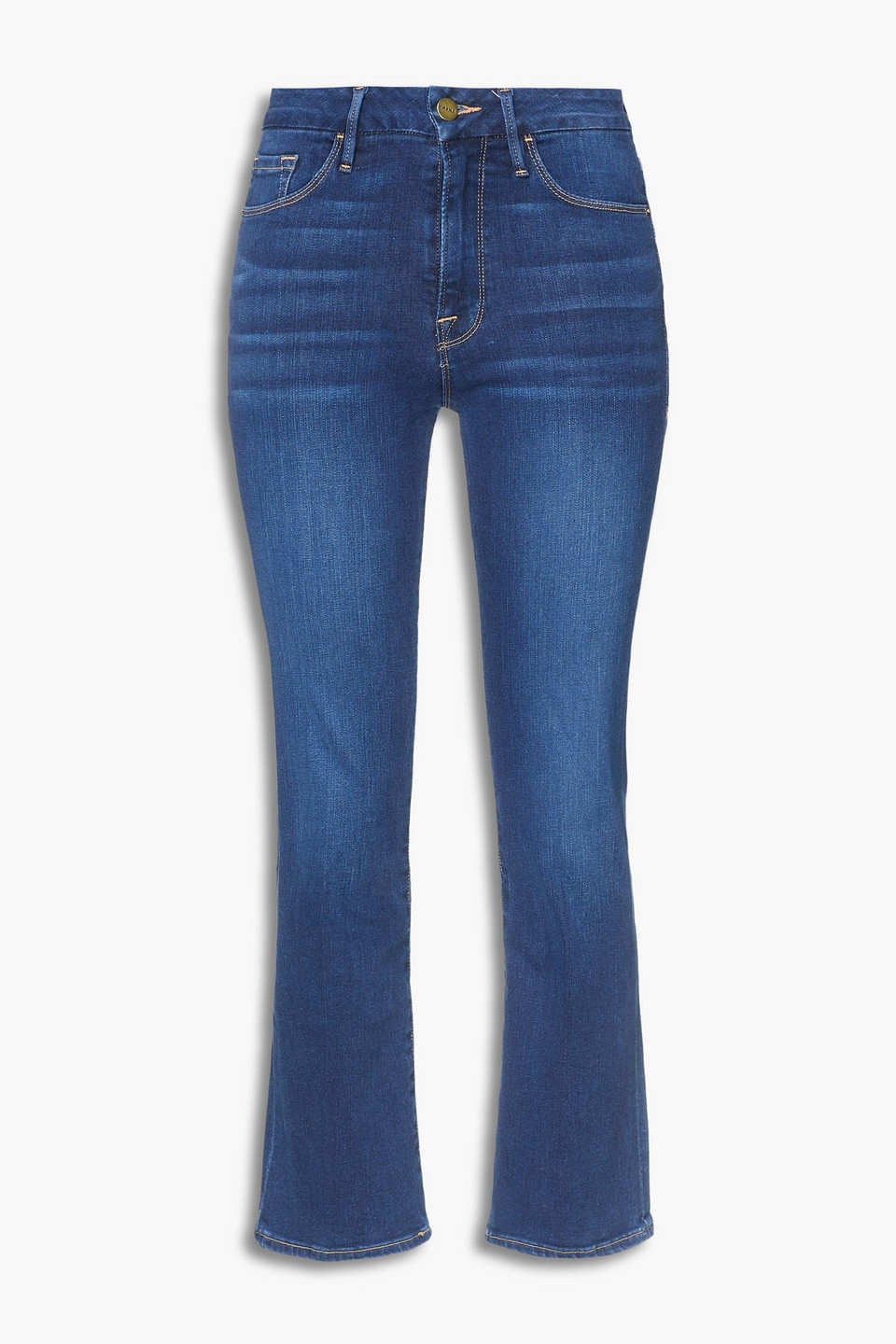 Frame Le Crop Mini Boot Halbhohe Cropped Bootcut-jeans In Mittelblauer Denim