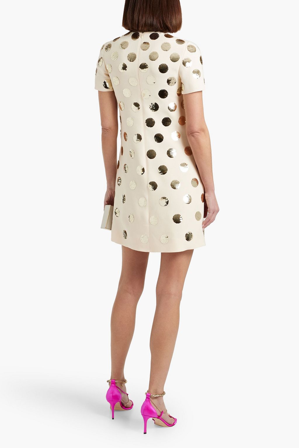VALENTINO GARAVANI Sequin-embellished wool and silk-blend crepe mini dress