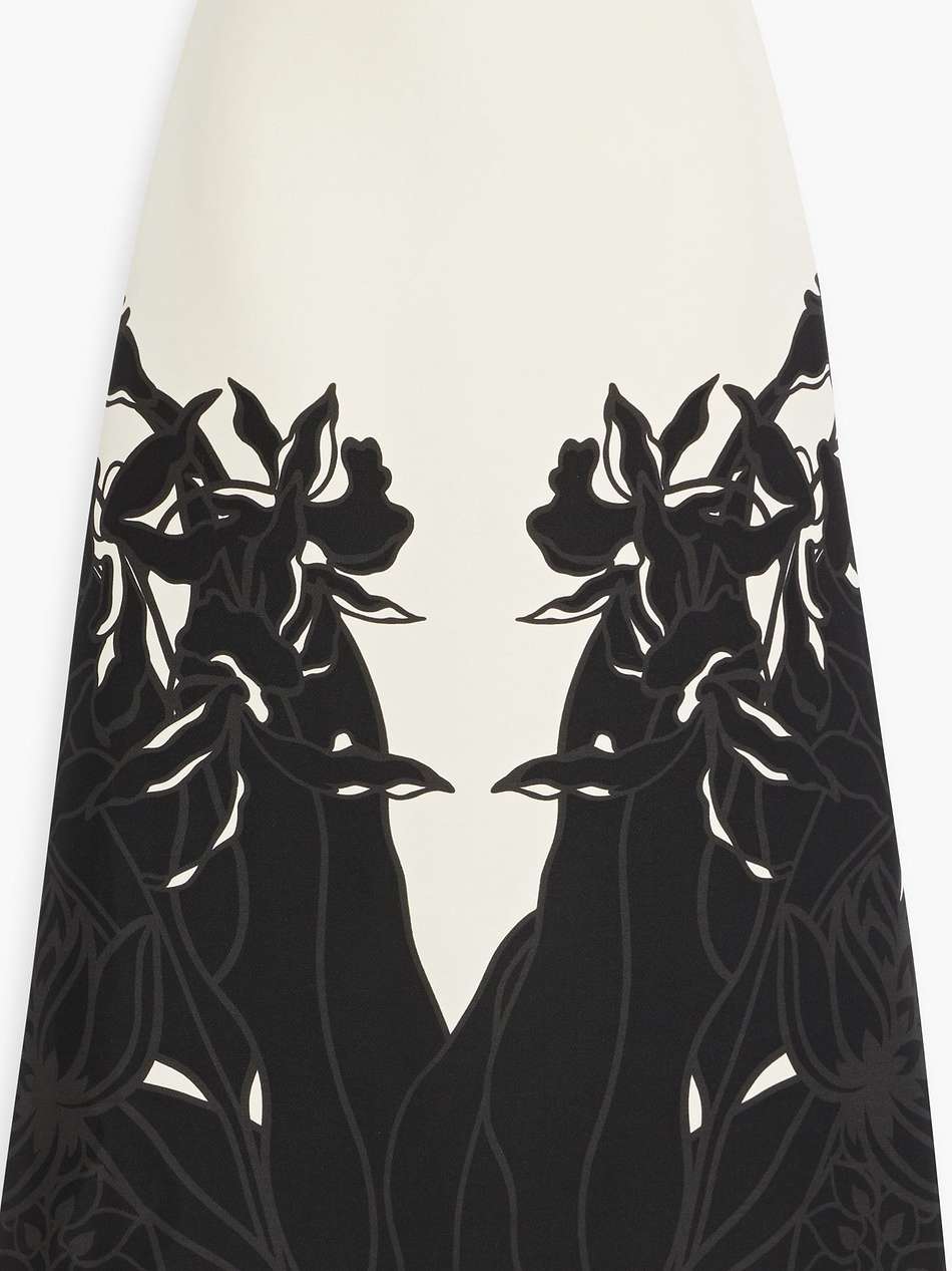 floral-print wool and silk-blend crepe midi skirt