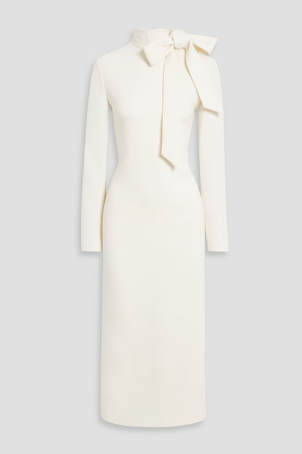 VALENTINO GARAVANI Pussy-bow wool-blend crepe midi dress | THE OUTNET