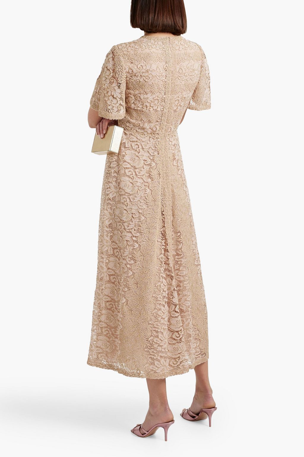 VALENTINO GARAVANI Metallic crocheted lace midi dress