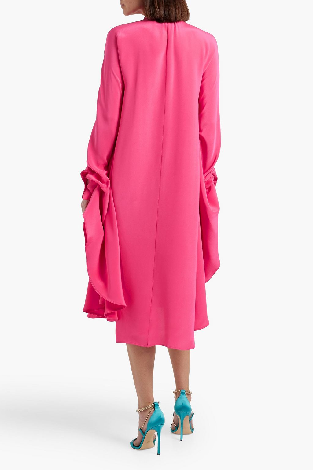 VALENTINO GARAVANI Pussy-bow silk crepe de chine midi dress