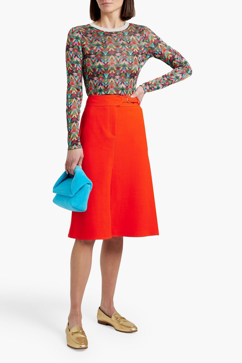 VALENTINO GARAVANI Metallic jacquard and ribbed-knit top