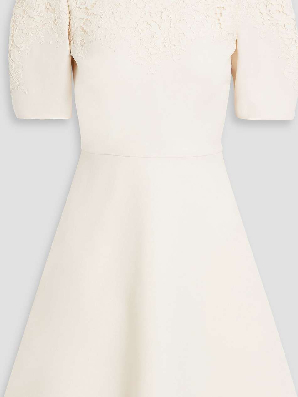 corded lace-paneled wool and silk-blend crepe mini dress
