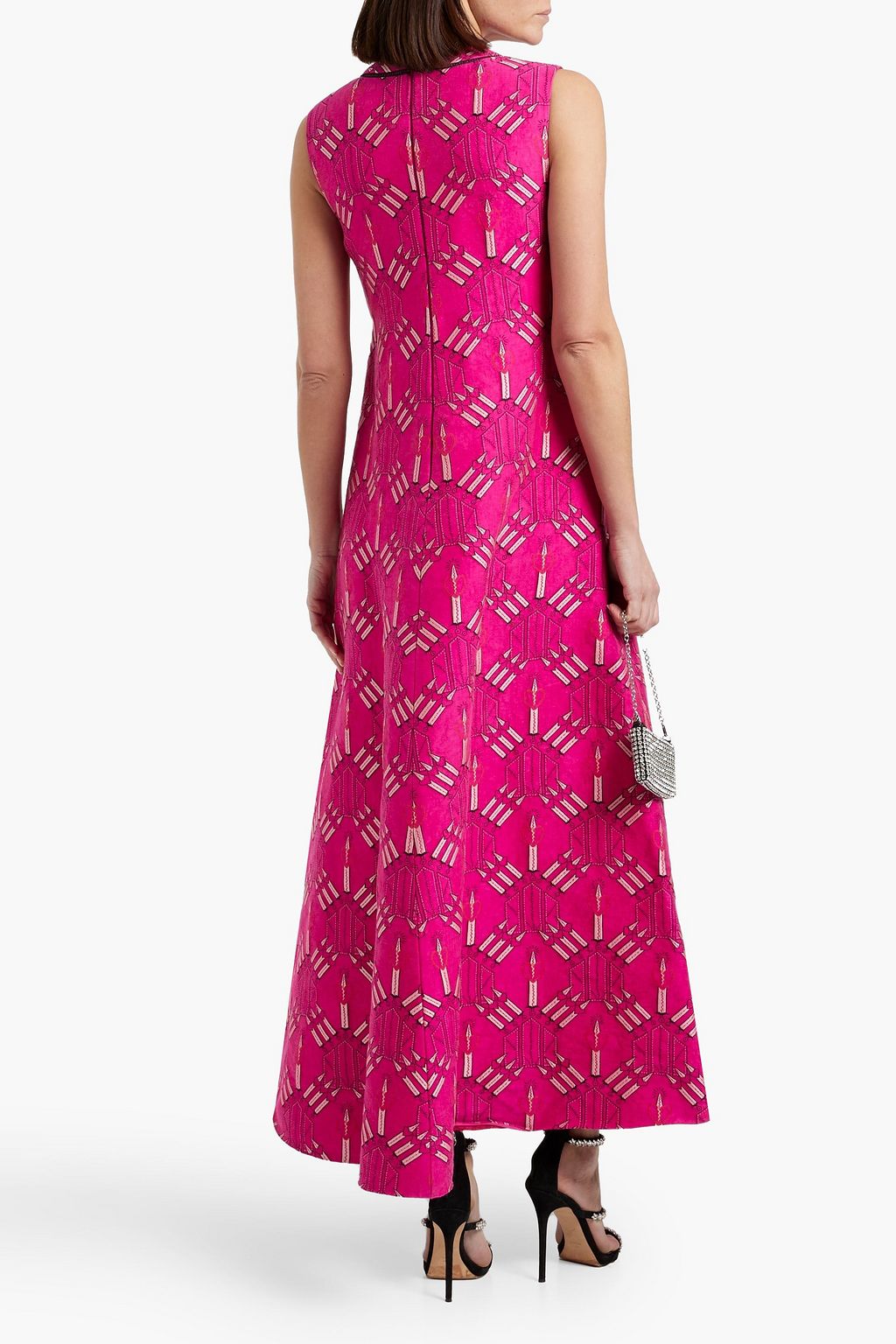 VALENTINO GARAVANI Tulle-trimmed jacquard maxi dress