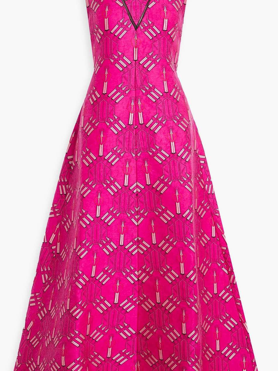 tulle-trimmed jacquard maxi dress